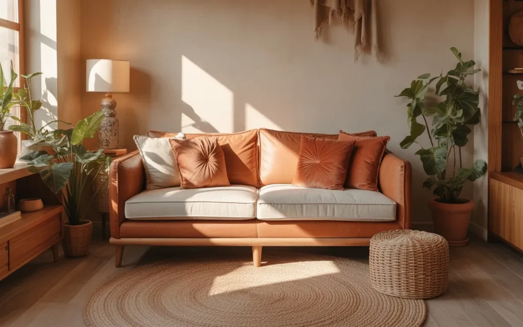Warm Earth Tone Sofa