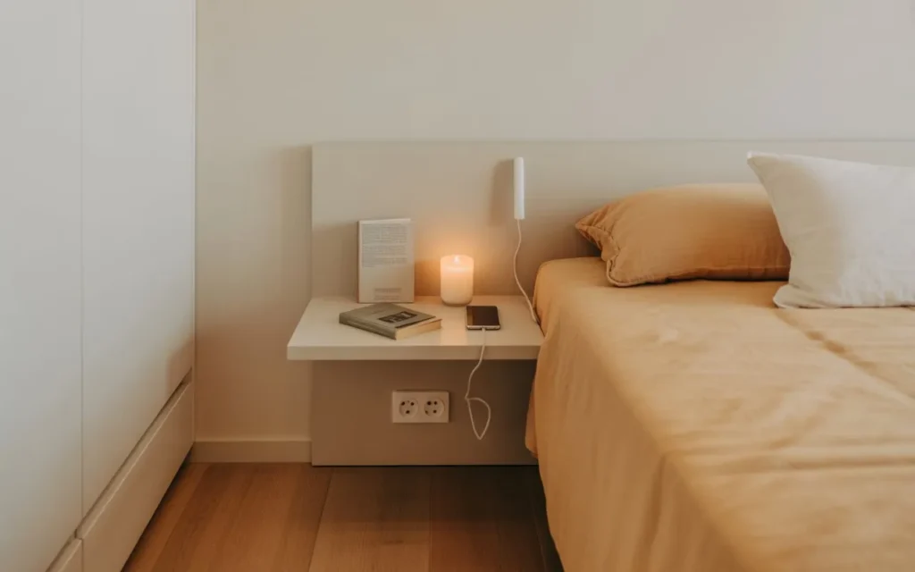 bedside ledge small bedroom idea 2026