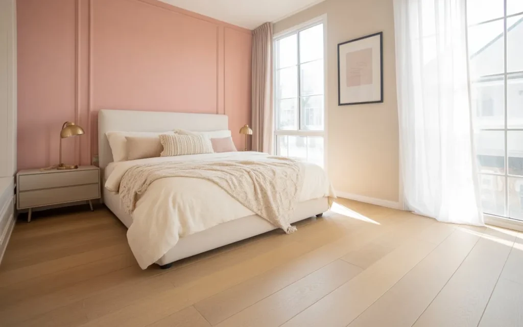 blush accent wall pink bedroom idea 2026