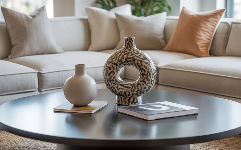 bold statement piece round coffee table decor idea