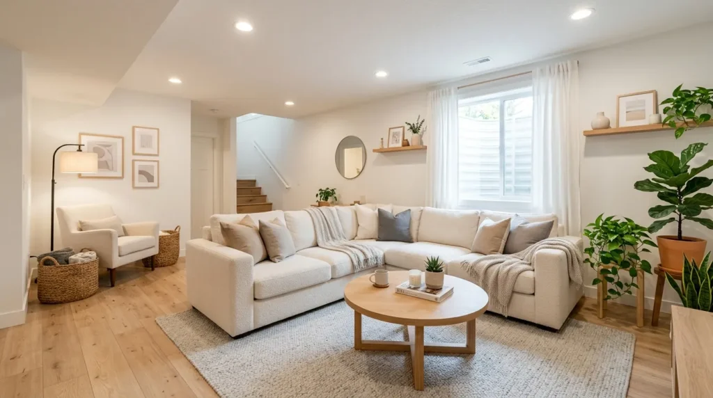  bright white refresh basement family room idea 2026