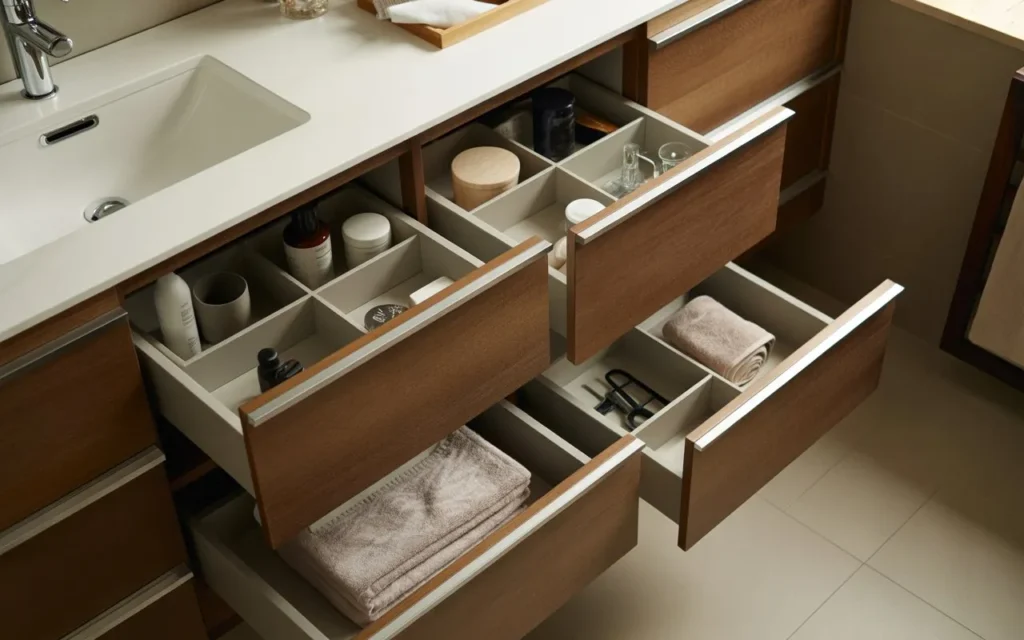 built in vanity drawers bathroom storage idea modern