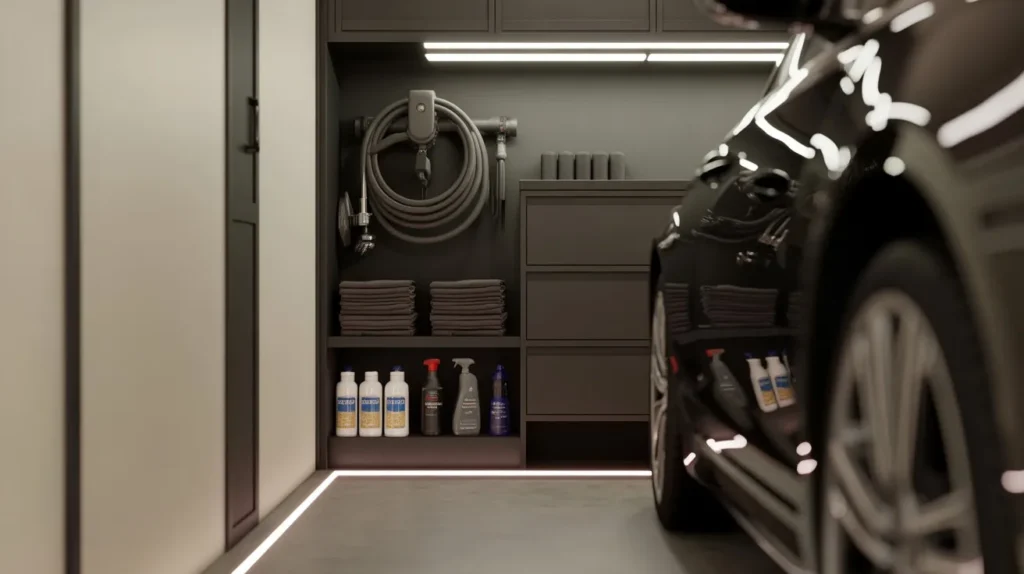 car detailing corner garage interior idea upgrade