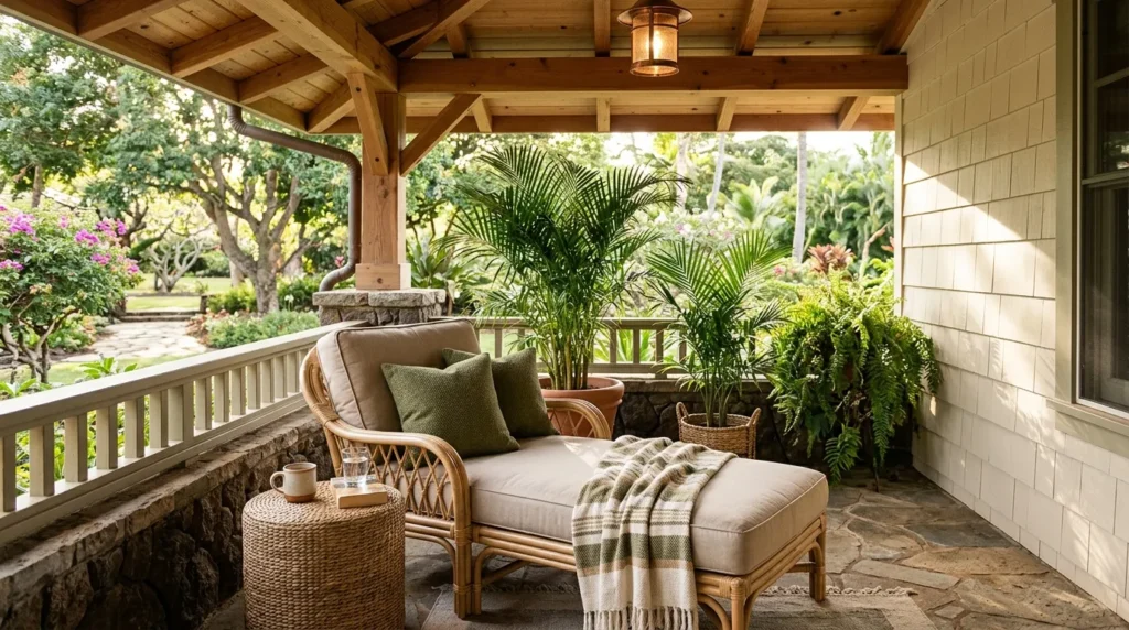 chaise lounge corner front porch seating idea modern