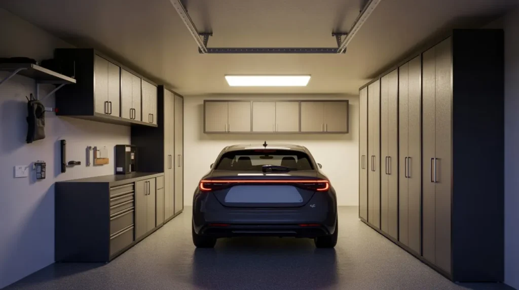 compact car bay garage interior idea upgrade