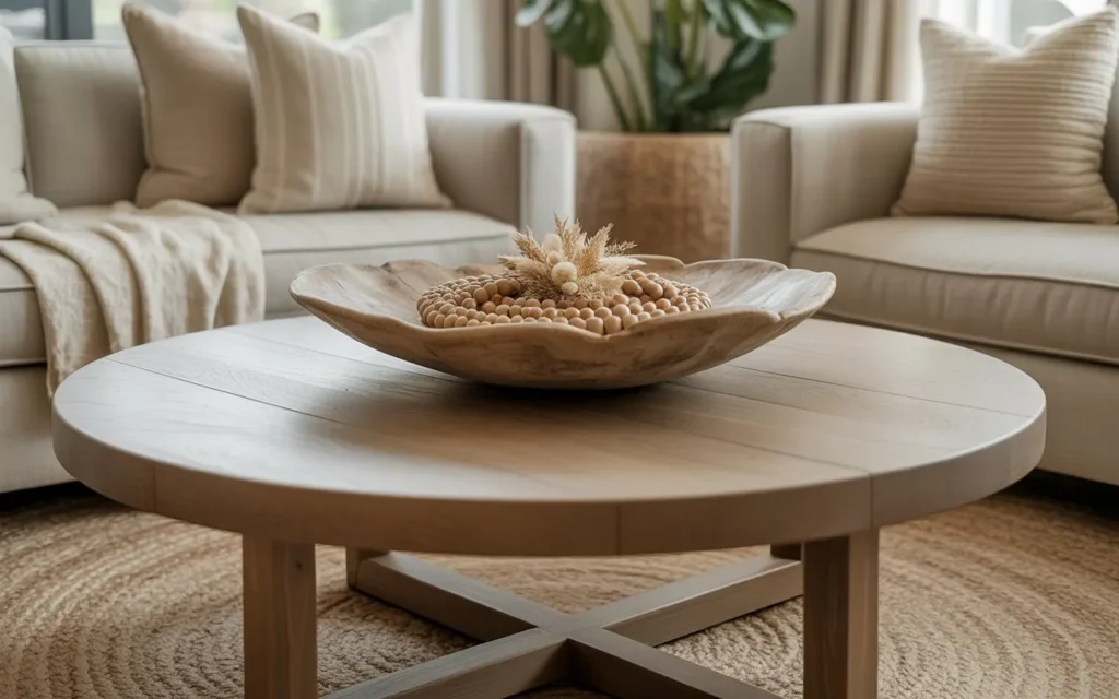 decorative bowl centerpiece round coffee table decor idea