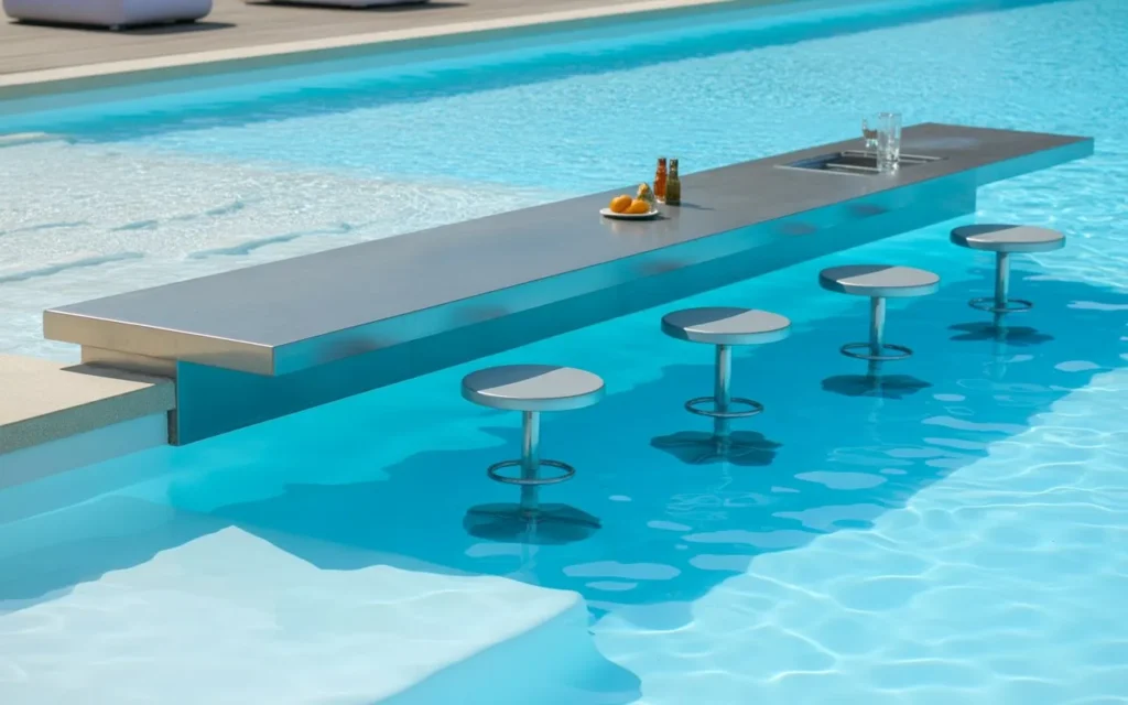 floating bar counter pool bar design idea outdoor