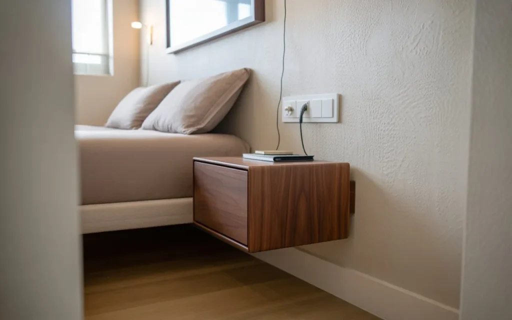 floating nightstand small bedroom idea 2026