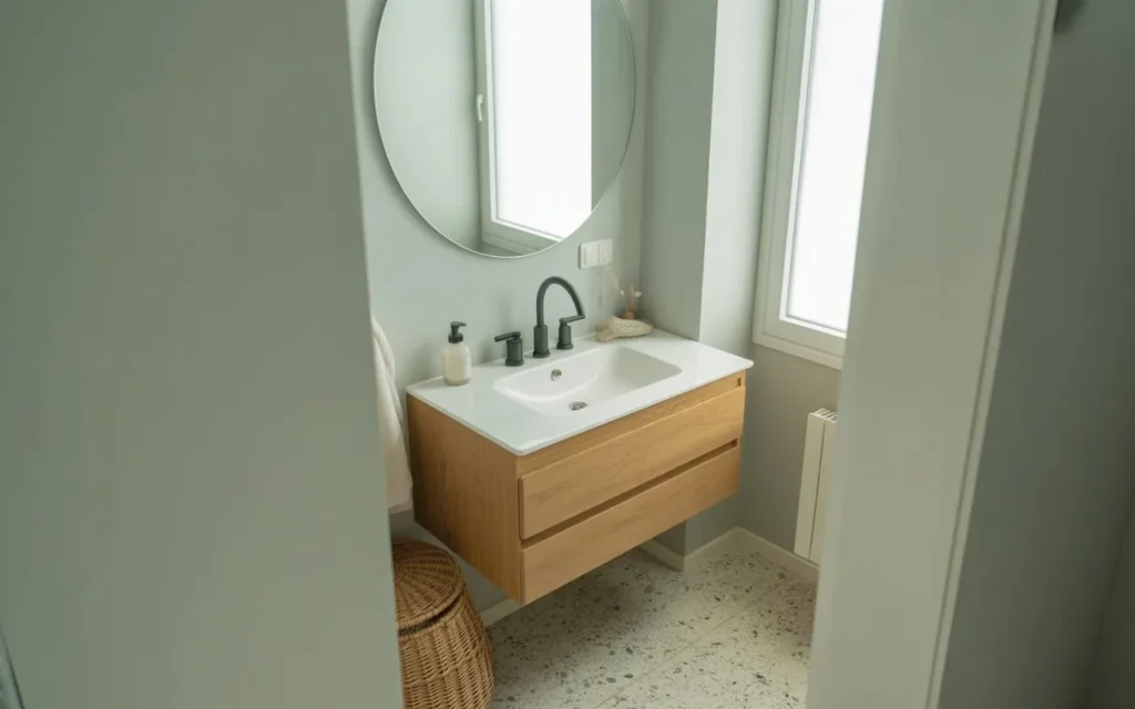 floating vanity small bathroom idea smart space