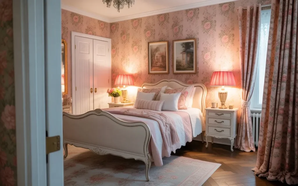 floral wallpaper charm pink bedroom idea stylish