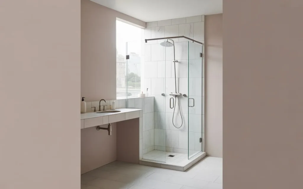 frameless shower door small bathroom idea modern