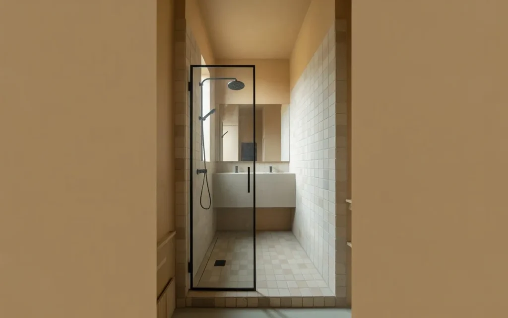 glass shower panel small bathroom idea modern
