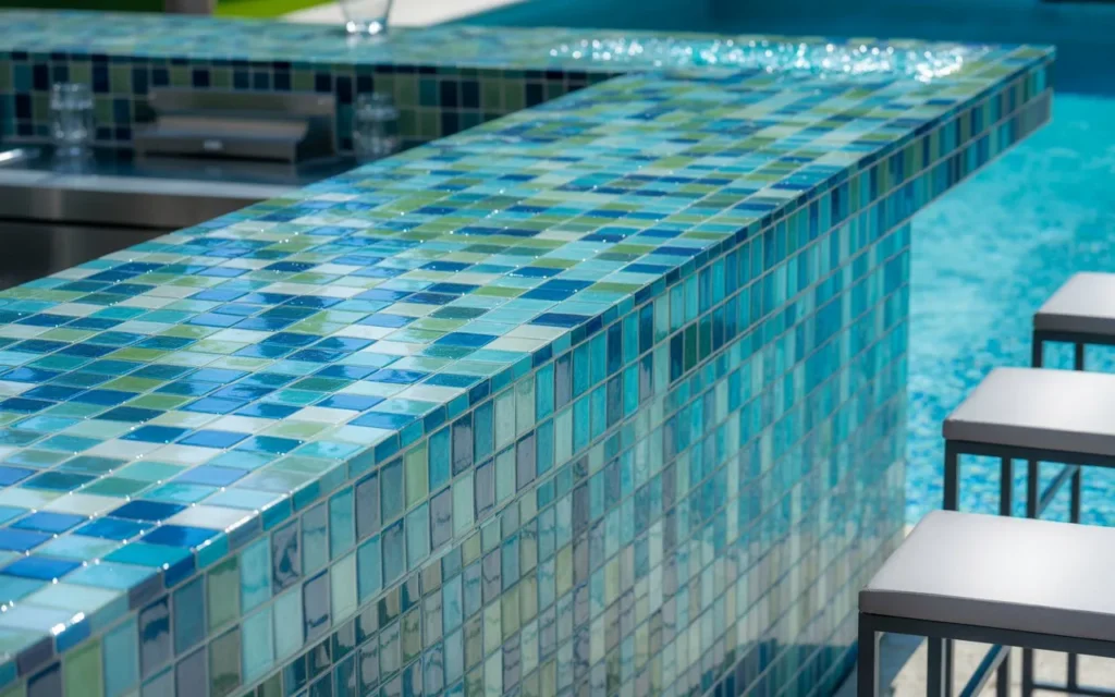 glass tile bar pool bar design idea poolside