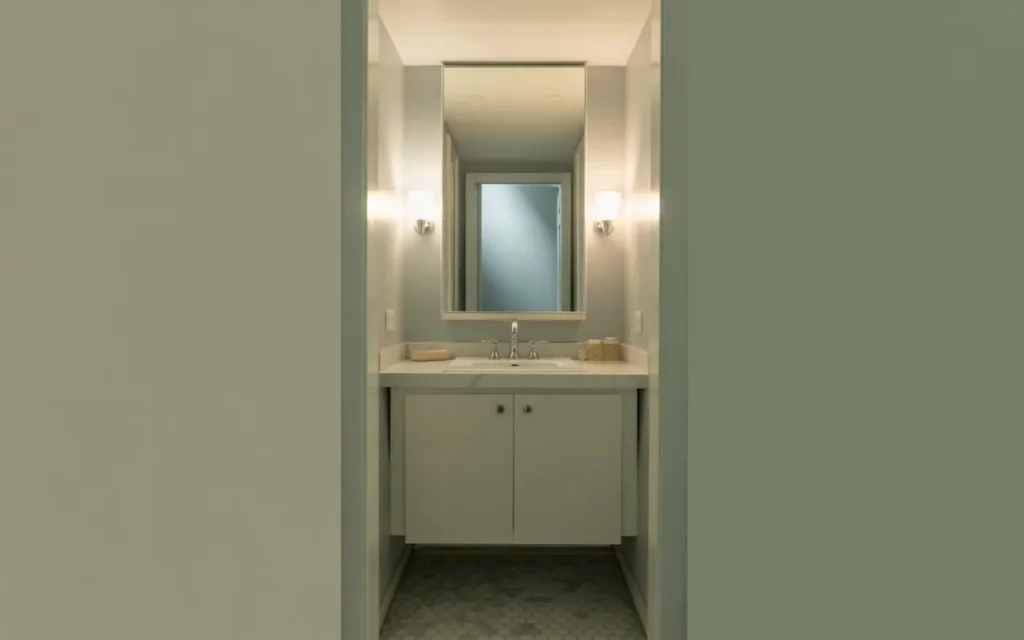 hidden cabinet mirror small bathroom idea storage