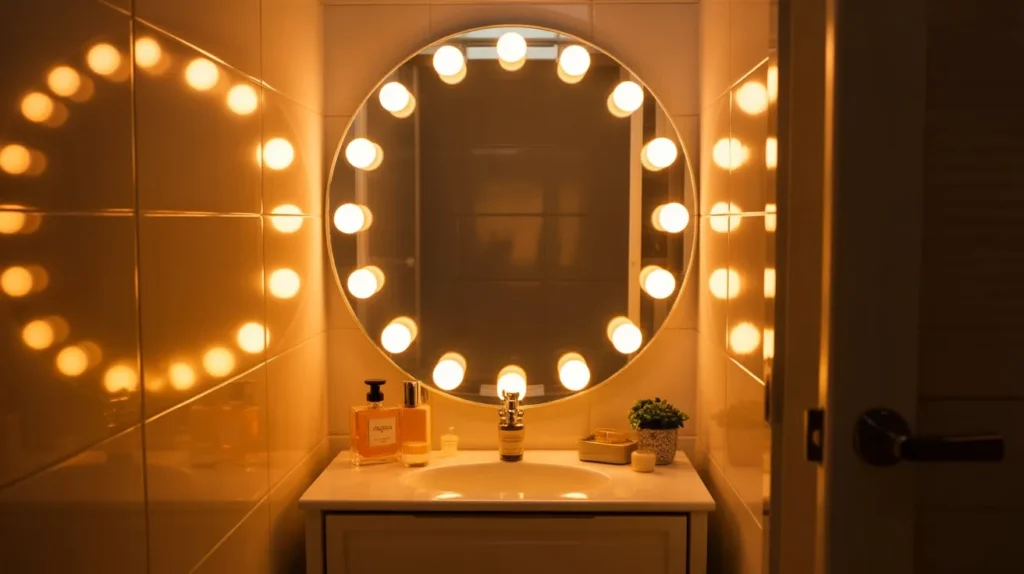 illuminated makeup mirror small bathroom vanity idea