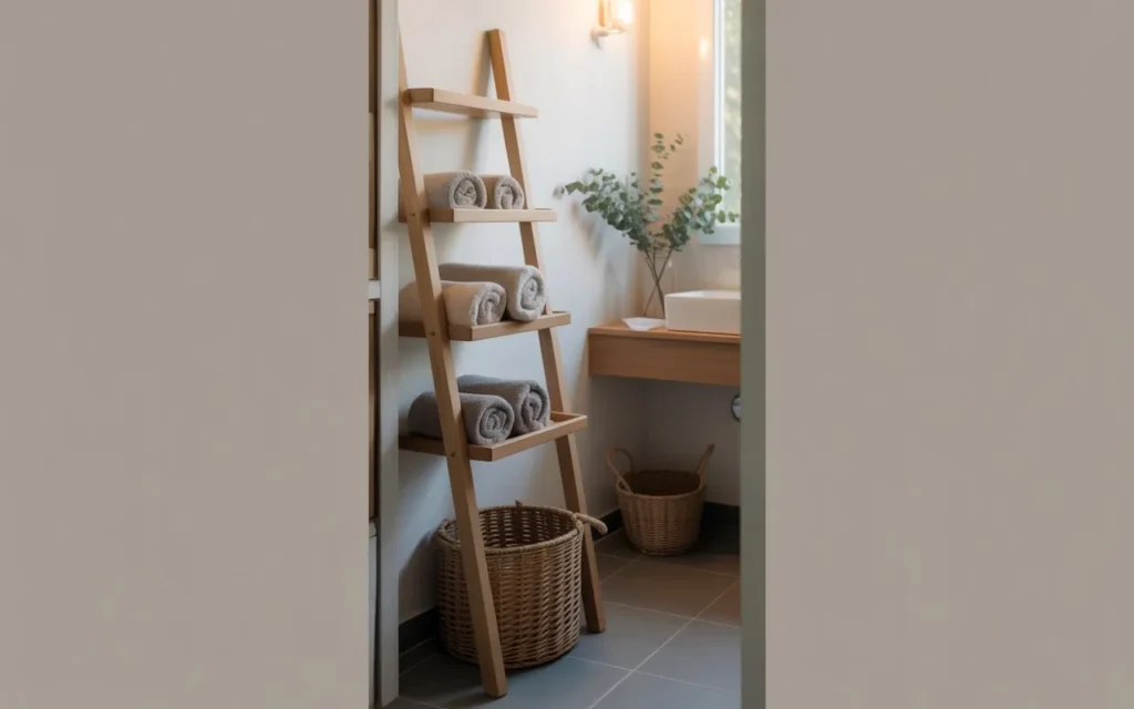 ladder towel rack small bathroom idea storage