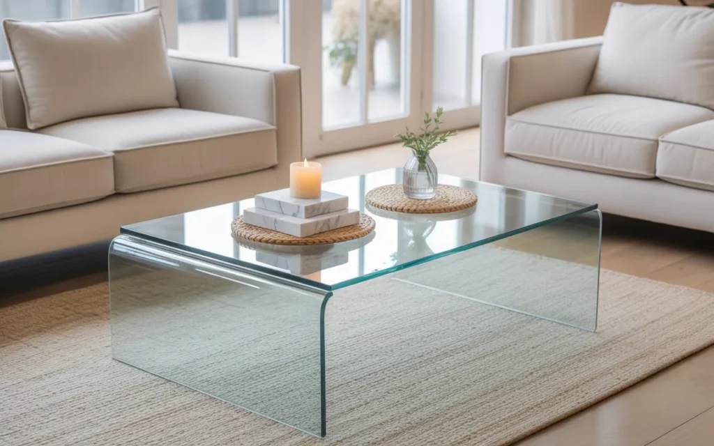 layered coasters glass coffee table decor idea chic