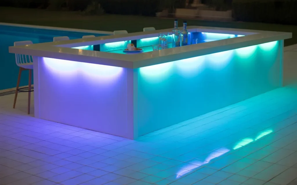 led lighting bar pool bar design idea night outdoor