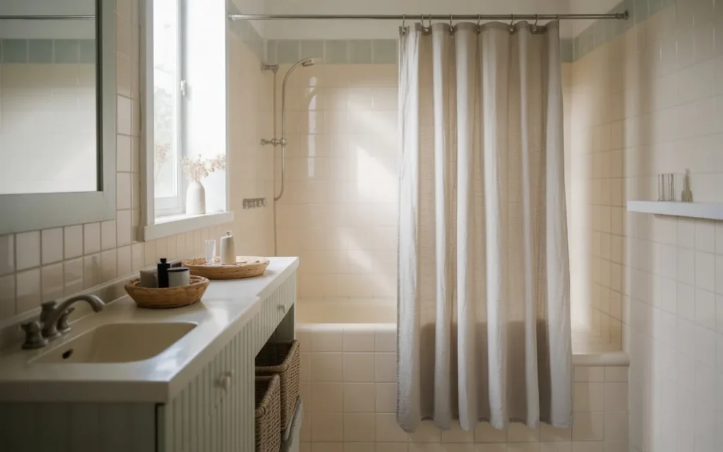 light neutral palette small bathroom idea 2026