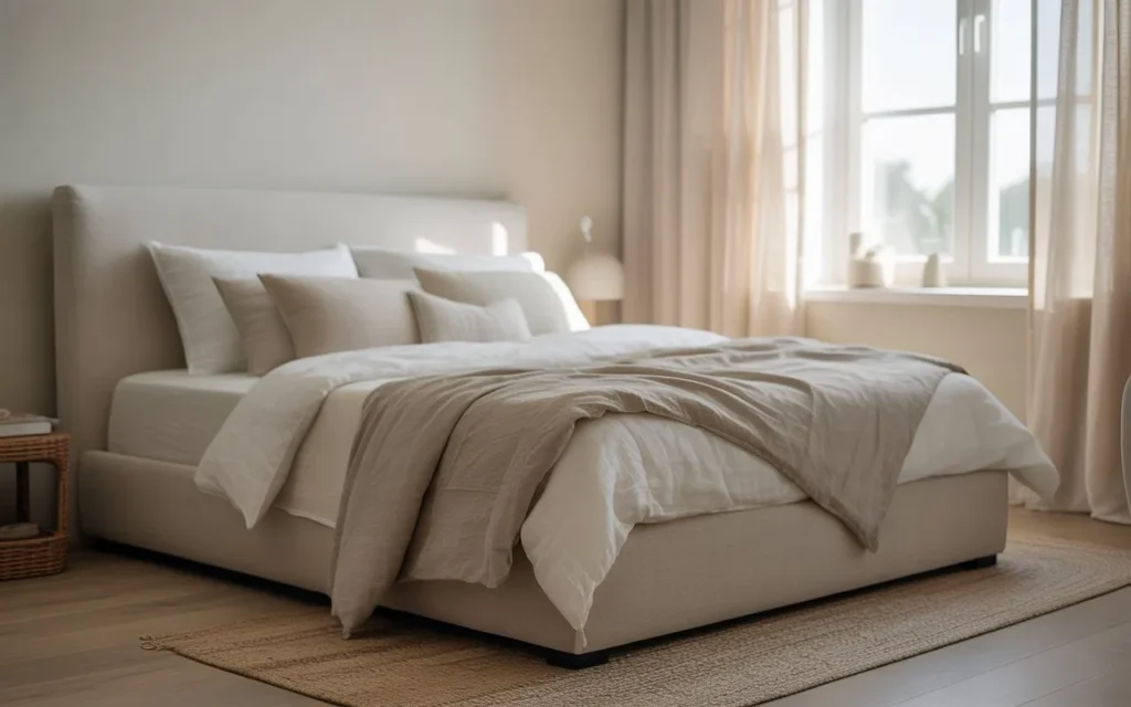 light neutral palette small bedroom idea 2026
