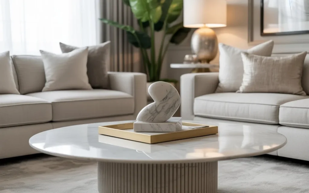 marble decor accent round coffee table decor idea