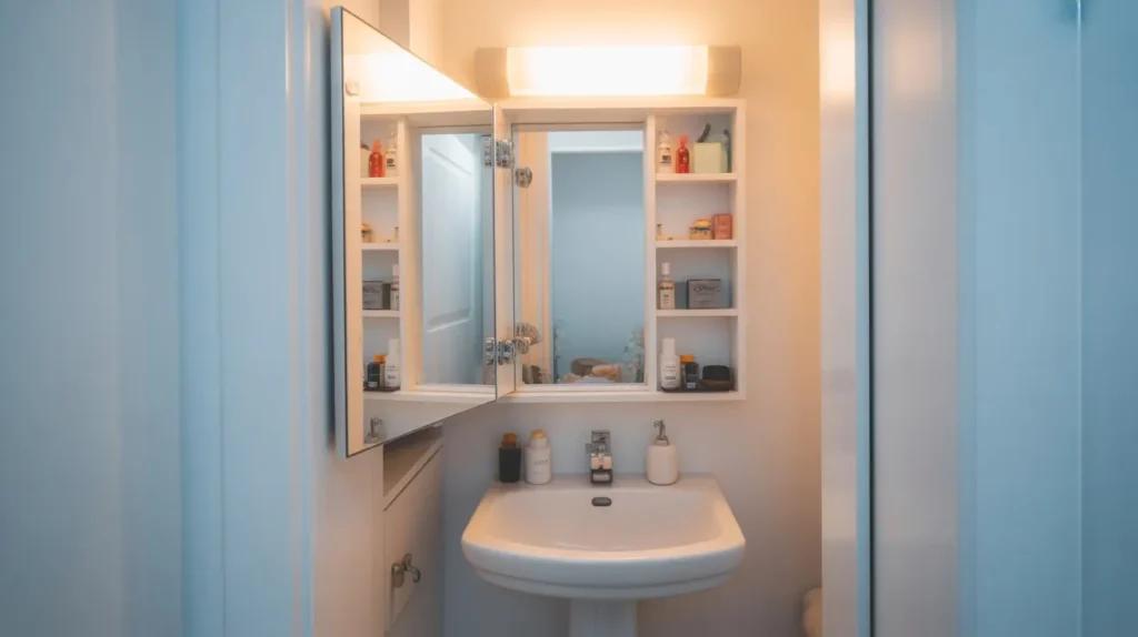 medicine cabinet mirror small bathroom storage idea