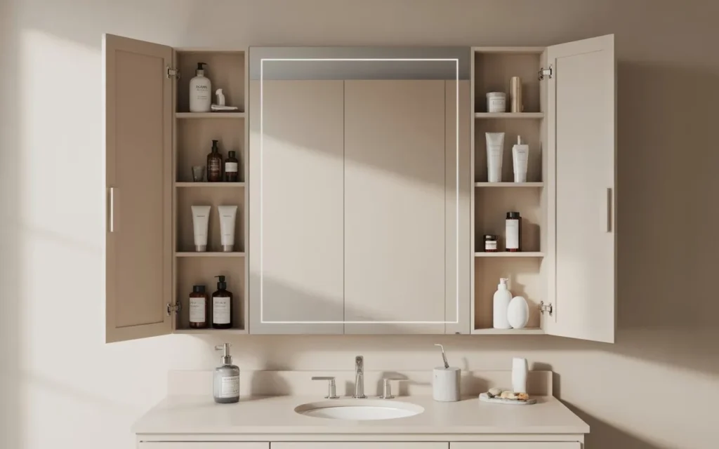 mirror cabinet storage bathroom storage idea 2026