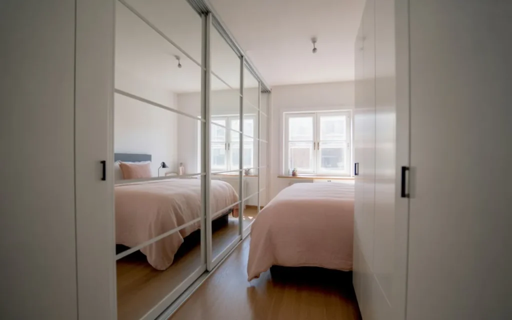 mirror closet door small bedroom idea 2026