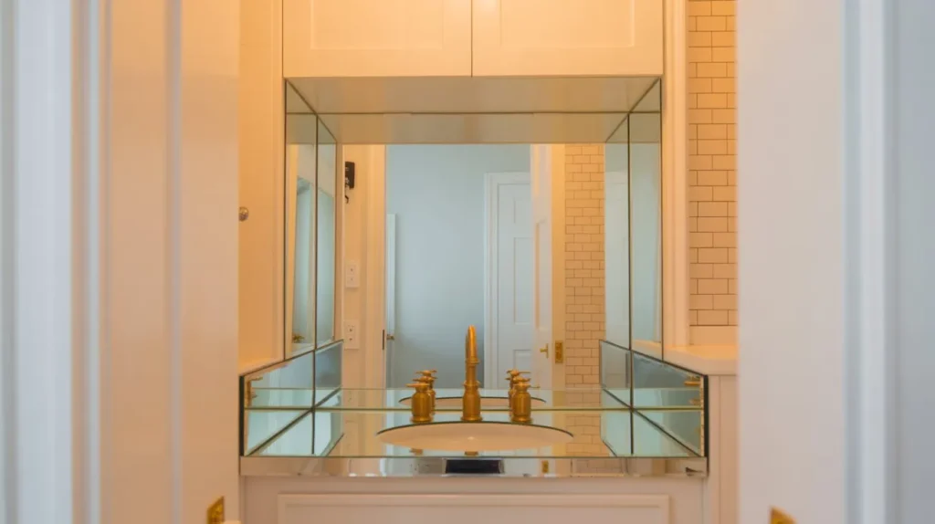  mirrored splashback panel small bathroom idea