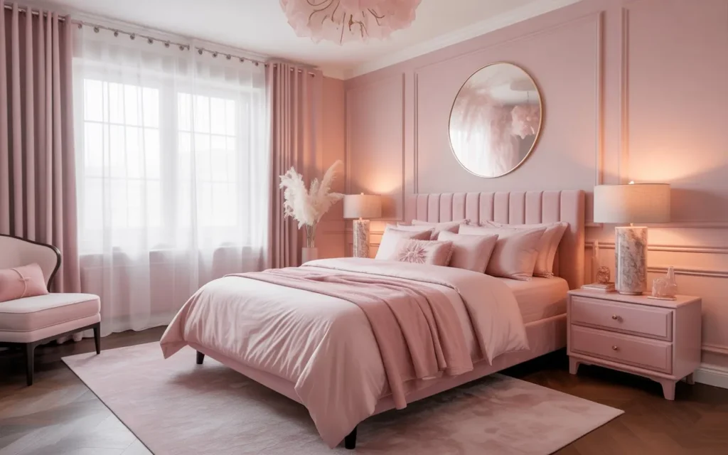 monochrome pink layers pink bedroom idea soft look