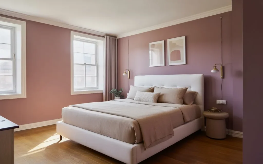 muted mauve walls pink bedroom idea 2026