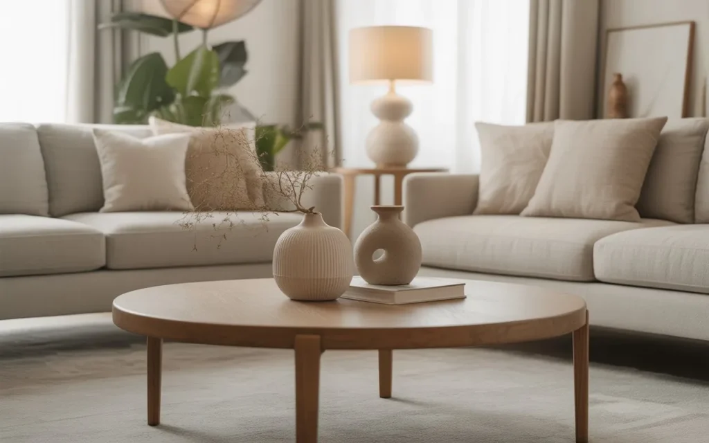 open space styling round coffee table decor idea