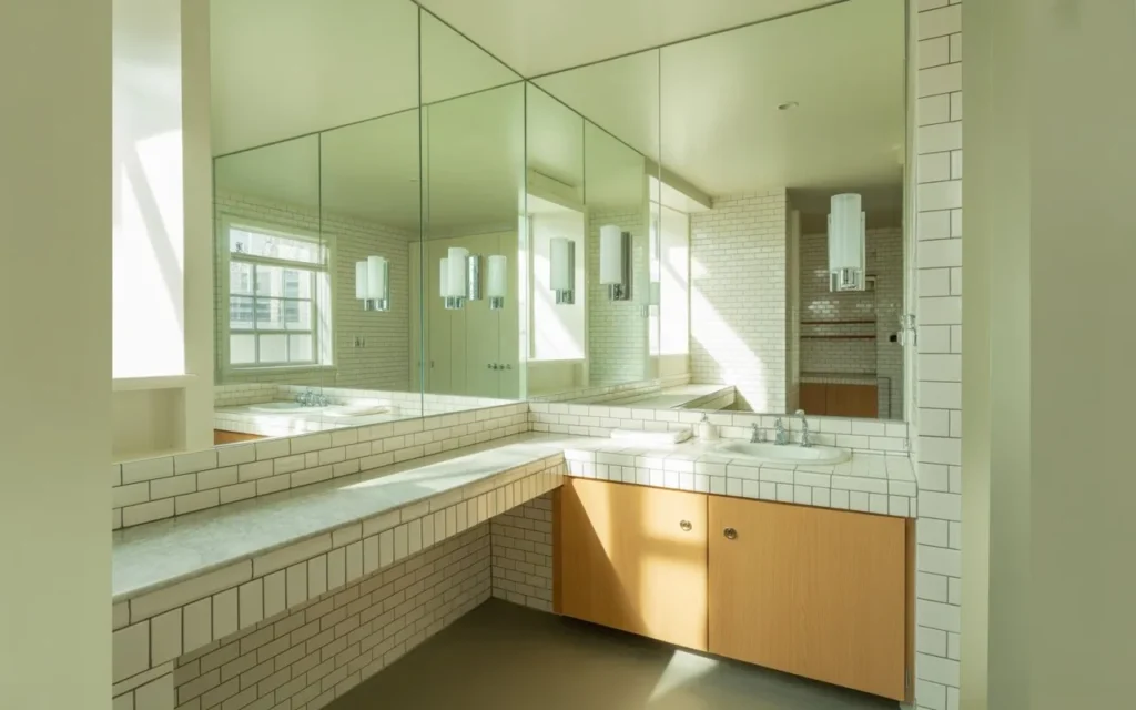 oversized mirror small bathroom idea stylish