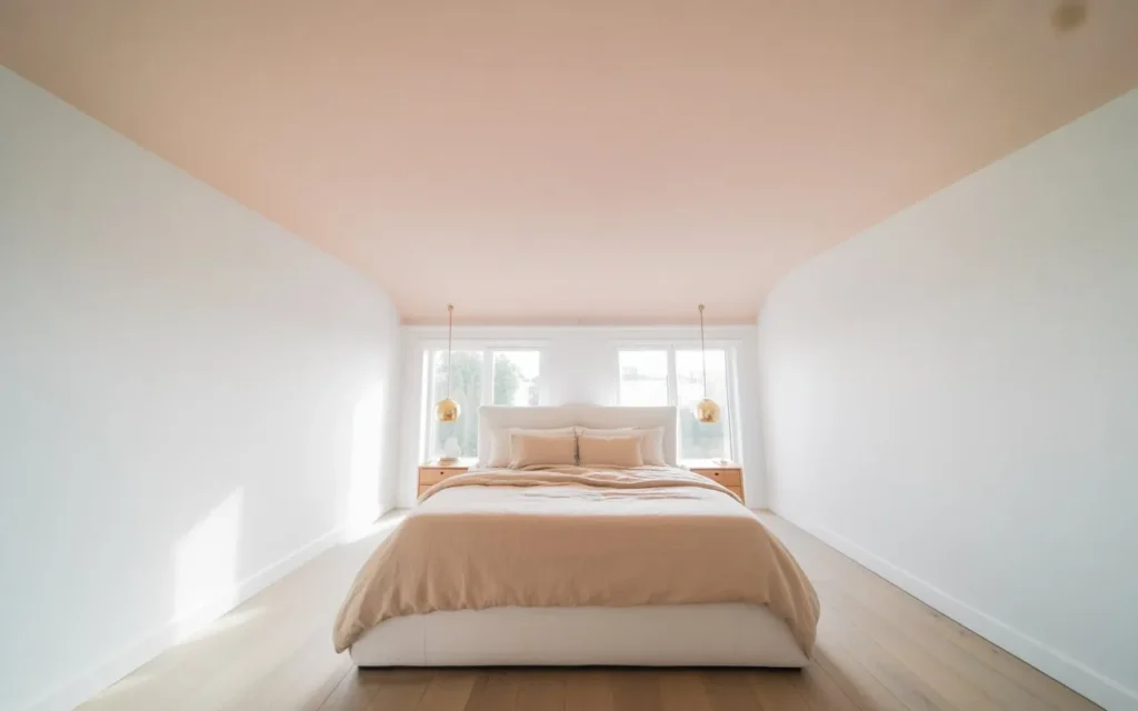 pink ceiling detail pink bedroom idea stylish