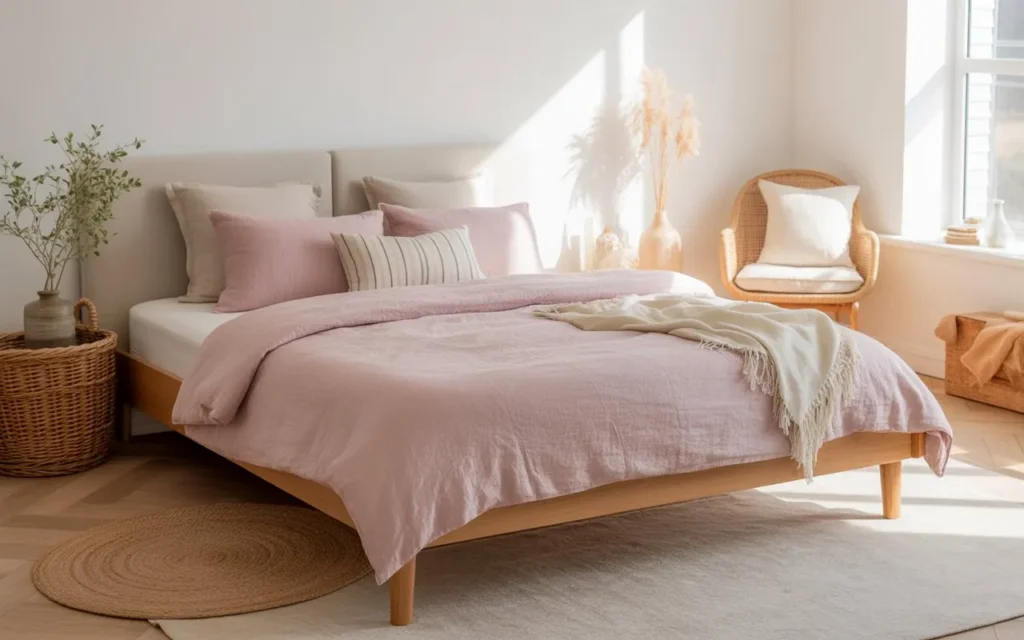 pink linen bedding pink bedroom idea soft look
