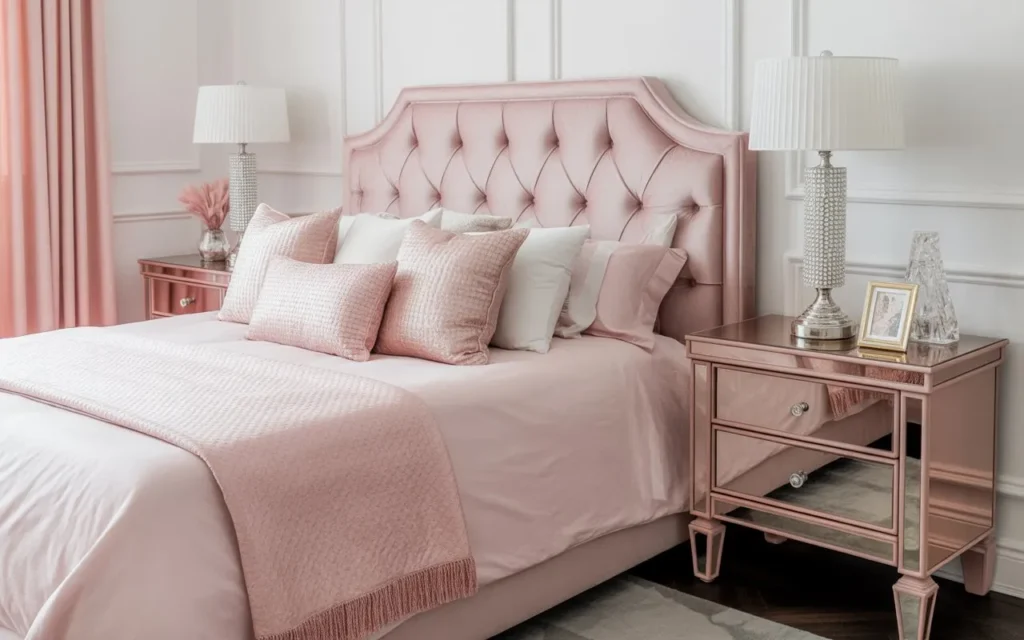 pink mirrored furniture pink bedroom idea glam