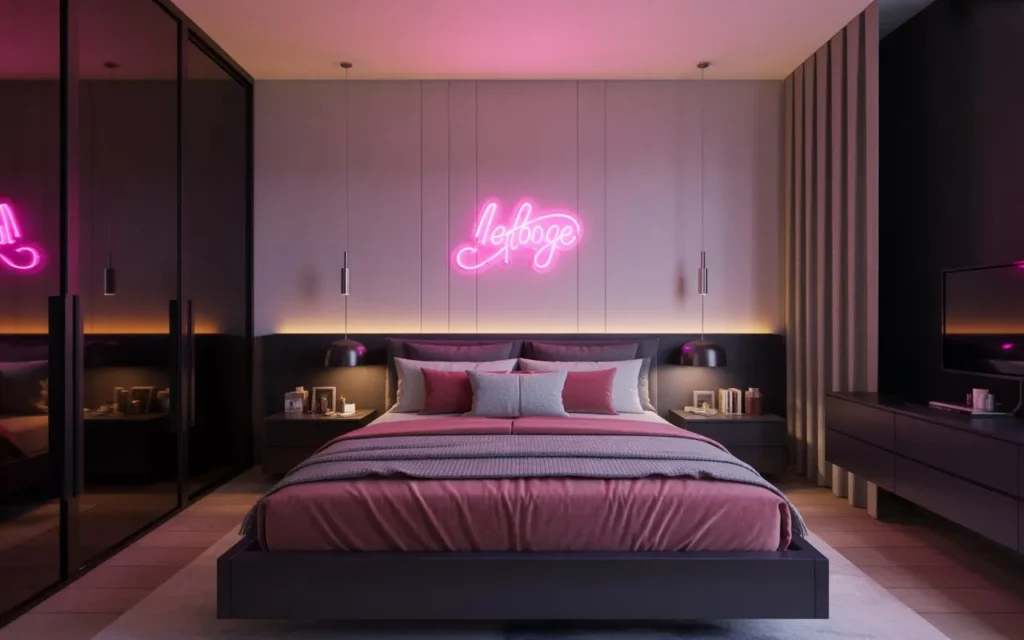 pink neon signs pink bedroom idea aesthetic 2026