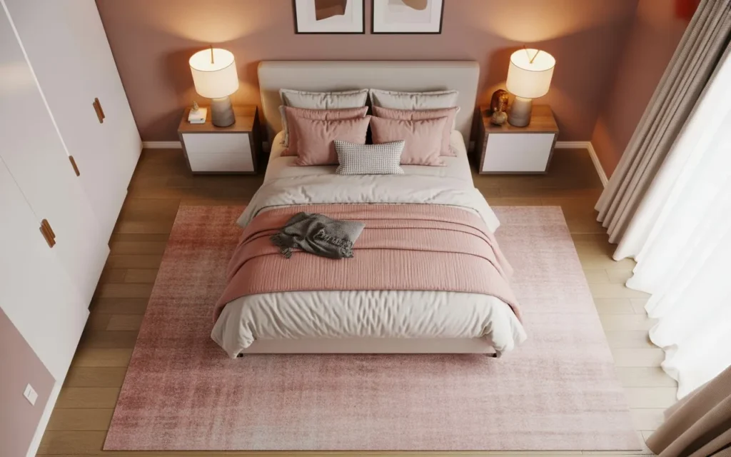 pink statement rug pink bedroom idea soft look