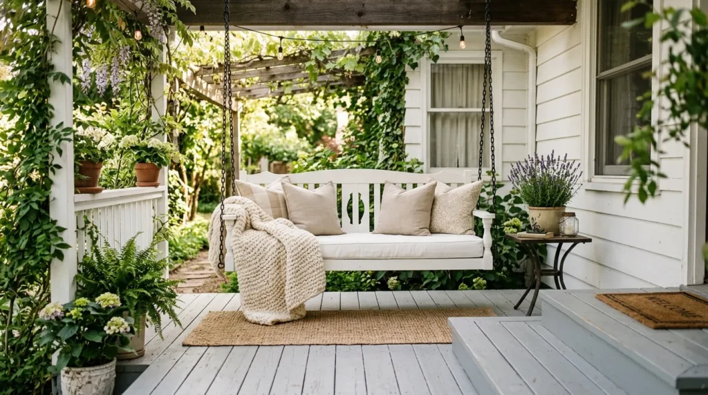 porch swing nook front porch seating idea 2026