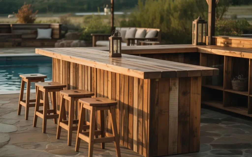 rustic wood bar pool bar design idea backyard