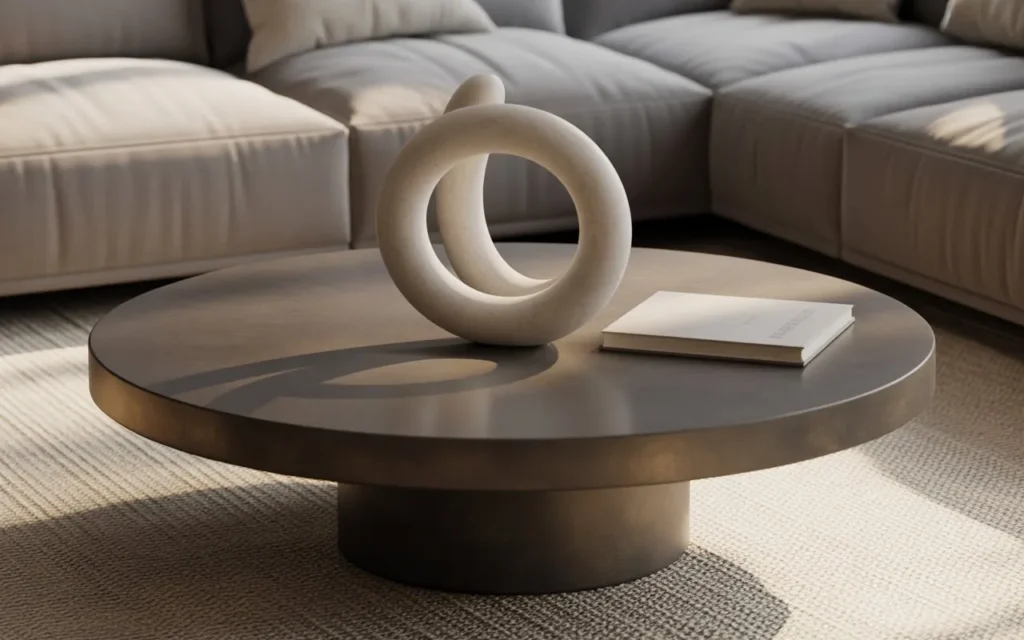sculptural center focus round coffee table decor idea