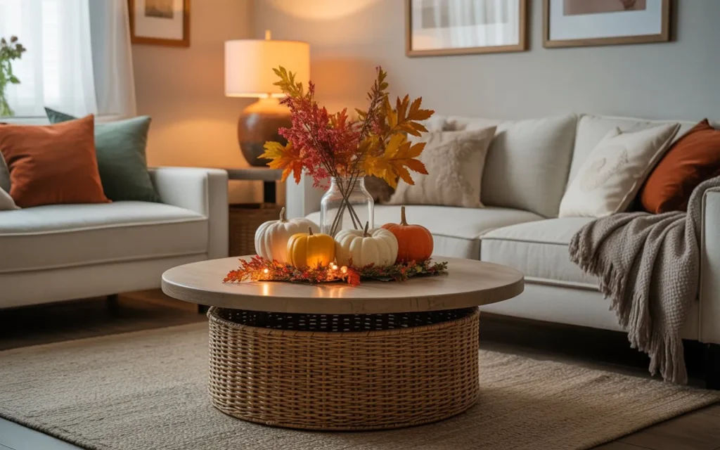 seasonal decor switch round coffee table decor idea