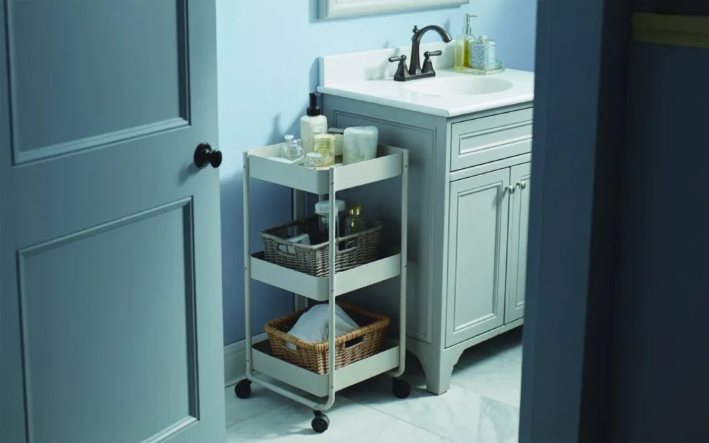 slim storage cart small bathroom idea 2026