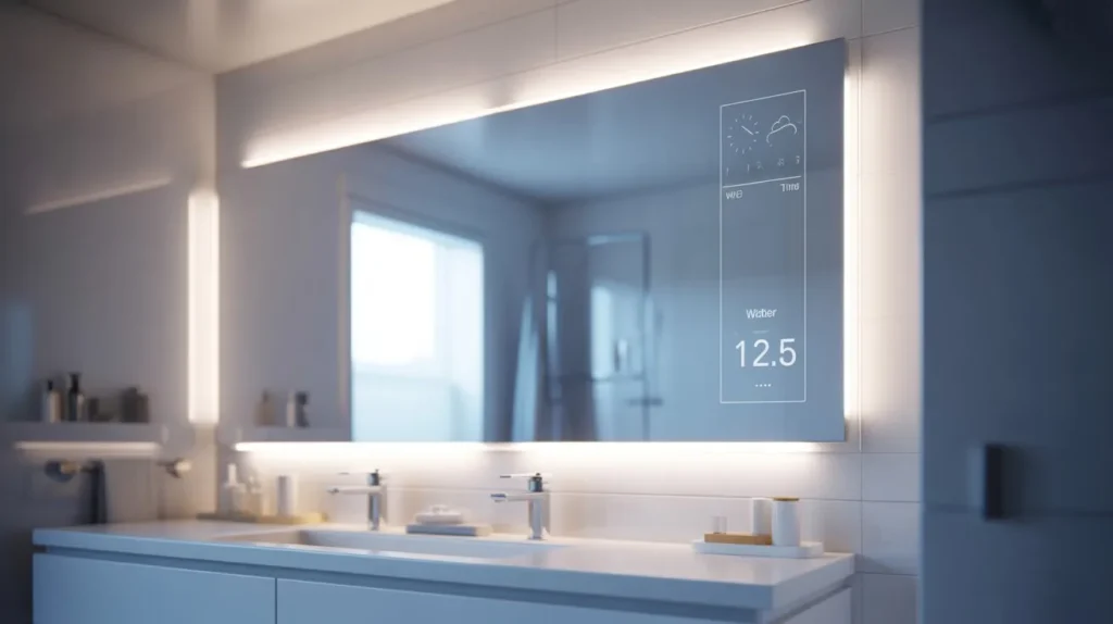 smart mirror display small bathroom modern idea 2026