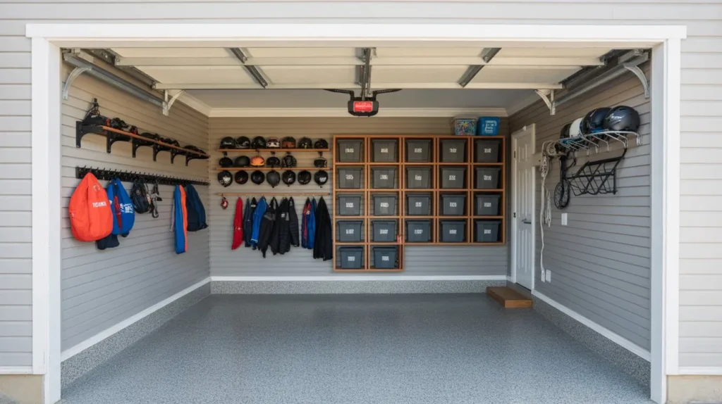 sports gear station garage interior idea 2026