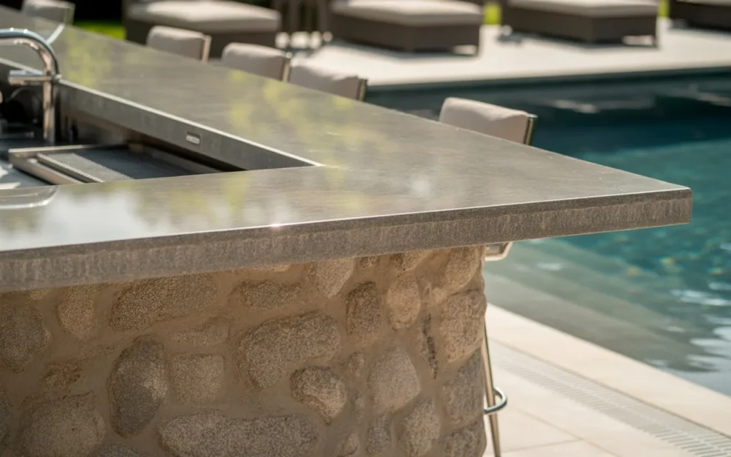 stone counter bar pool bar design idea backyard
