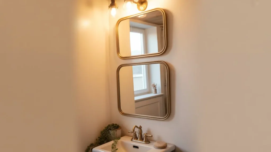 two mirror vanity stack small bathroom idea