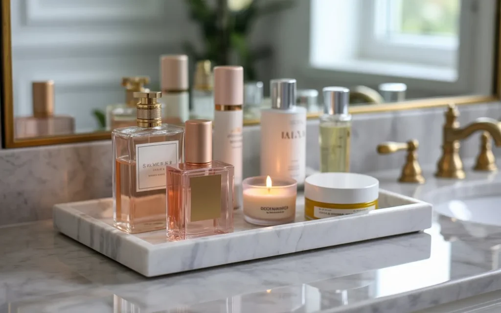 vanity tray styling bathroom storage idea 2026