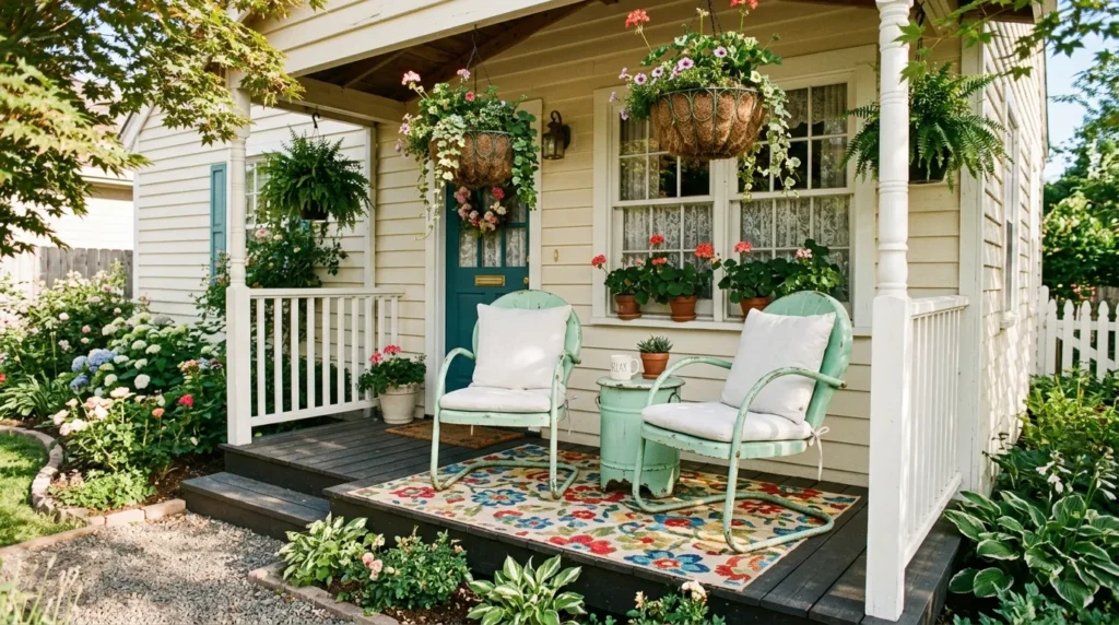 vintage metal chairs front porch seating idea 2026