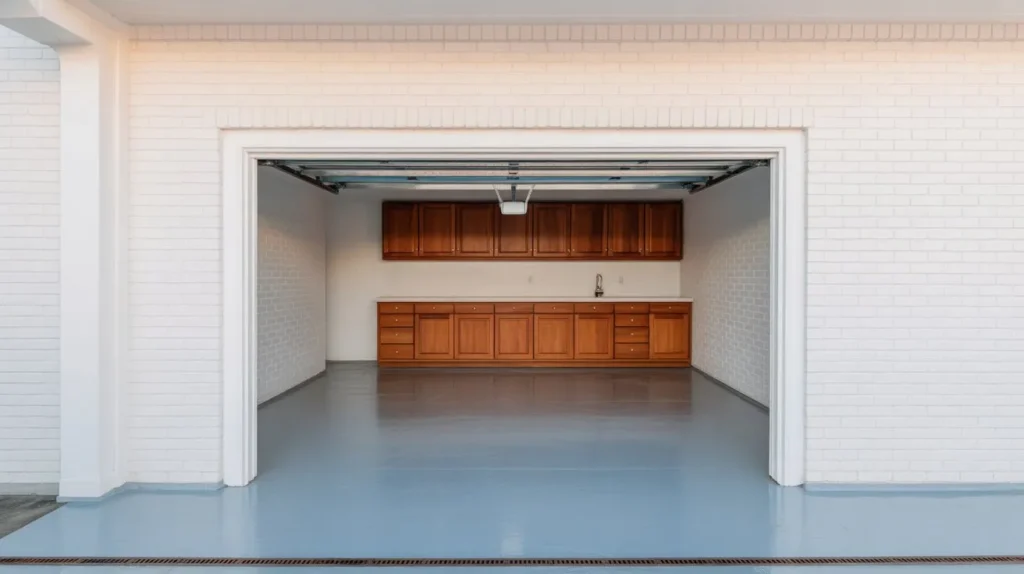 white brick walls garage interior idea modern 2026